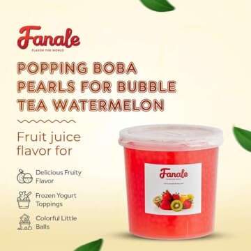 Fanale Watermelon Popping Boba Pearls, Vegan, Non GMO, Gluten Free, Fat Free, Perfect for Bubble Tea...