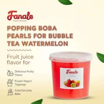 Fanale Watermelon Popping Boba Pearls, Vegan, Non GMO, Gluten Free, Fat Free, Perfect for Bubble Tea...