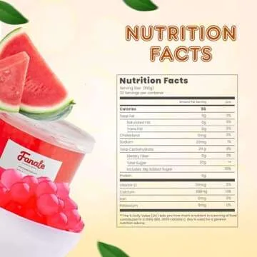 Fanale Watermelon Popping Boba Pearls, Vegan, Non GMO, Gluten Free, Fat Free, Perfect for Bubble Tea, Smoothies, Ice Cream, Desserts, and Beverages.