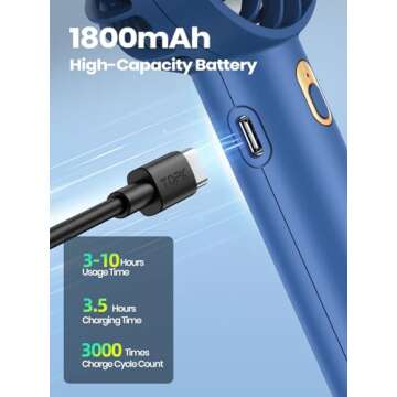 Warmco Portable Fan 2-Pack - Mini Handheld & Desk Fan with Base, 3-Speed Powerful Rechargeable Small...