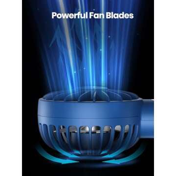 Warmco Portable Fan 2-Pack - Mini Handheld & Desk Fan with Base, 3-Speed Powerful Rechargeable Small Fan for Travel, Lightweight USB Personal Cooling Fan for Women, Indoor & Outdoor Use Blue & Pink