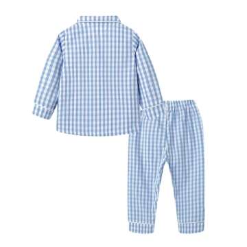 Mud Kingdom Toddler Pajamas for Girls Boys Kids Clothes Sets Button Down Lattice 100% Cotton Sleepwe...