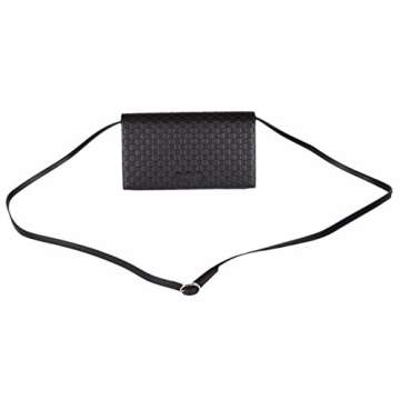 Gucci Women's Leather Micro GG Guccissima Mini Crossbody Wallet Bag Purse (Black)