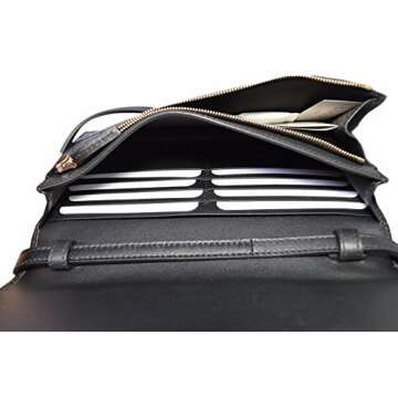 Gucci Women's Leather Micro GG Guccissima Mini Crossbody Wallet Bag Purse (Black)