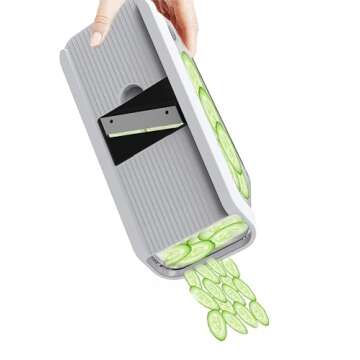 BASSWOOD Vegetable Chopper with Container, Cheese Grater Hand Crank, Box Mandoline Slicer Food Cutte...