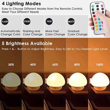 Baby Night Light, Mushroom Kids Child Night Lights with 16 Colors, Low-wattage, Adjustable Brightness, 4 Lighting Modes Bedside Soft Eye Caring LED Nursery Lamp for Feeding, Nursing, Changing Diaper