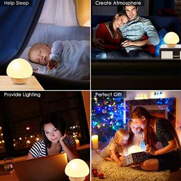 Baby Night Light, Mushroom Kids Child Night Lights with 16 Colors, Low-wattage, Adjustable Brightness, 4 Lighting Modes Bedside Soft Eye Caring LED Nursery Lamp for Feeding, Nursing, Changing Diaper