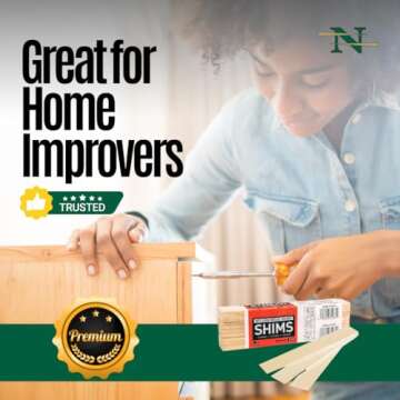 Nelson Wood Shims - DIY Bundle Wood Shims 8-Inch Shims, High Performance Natural Wood, 100% Kiln Dried - 1 Pack (12 Shims Total)