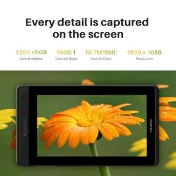 HUION KAMVAS Pro 13 Graphics Drawing Monitor with Stand, Full-Laminated Anti-Glare Screen Battery-Free Stylus 8192 Pen Pressure - 13.3 Inch Pen Tablet Display for Linux, Windows and Mac