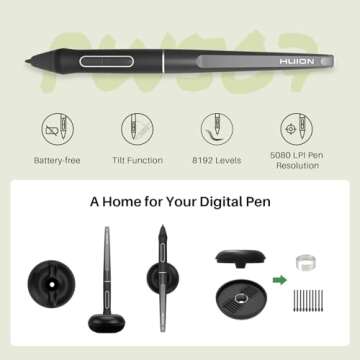 HUION KAMVAS Pro 13 Graphics Drawing Monitor with Stand, Full-Laminated Anti-Glare Screen Battery-Free Stylus 8192 Pen Pressure - 13.3 Inch Pen Tablet Display for Linux, Windows and Mac