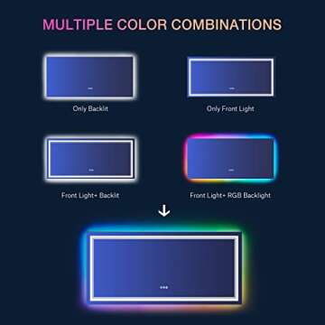 ISTRIPMF 72x32 Inch Bathroom LED Vanity Mirror with RGB Lights Color Changing Backlit Bathroom Mirror Dimmable Anti-Fog led Mirror for Bathroom (RGB Multicolor Backlit+Adjustable Front-Lighted)