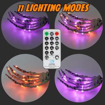 Halloween Decorations Outside Outdoor Decor: 5 Pcs Light Up Skeleton Arm Stakes Halloween Decoration...