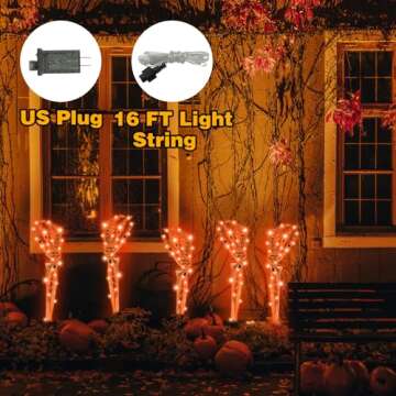 Halloween Decorations Outside Outdoor Decor: 5 Pcs Light Up Skeleton Arm Stakes Halloween Decoration, 225 LED Purple & Orange Lights with 11 Modes, Scary Halloween Decorations Outdoor Yard Lawn Garden