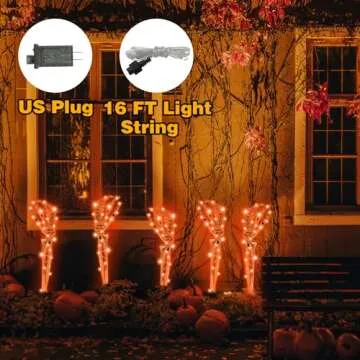 Halloween Decorations Outside Outdoor Decor: 5 Pcs Light Up Skeleton Arm Stakes Halloween Decoration, 225 LED Purple & Orange Lights with 11 Modes, Scary Halloween Decorations Outdoor Yard Lawn Garden