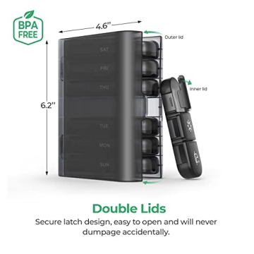 PULIV Weekly Pill Organizer for Vitamins & Medication