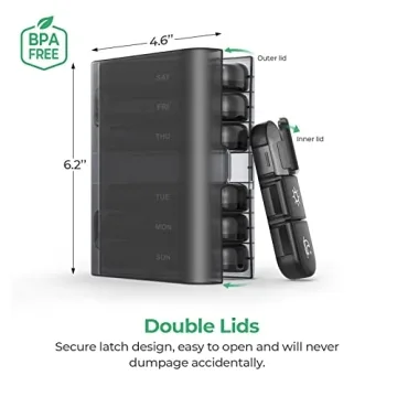 PULIV Weekly Pill Organizer for Vitamins & Medication