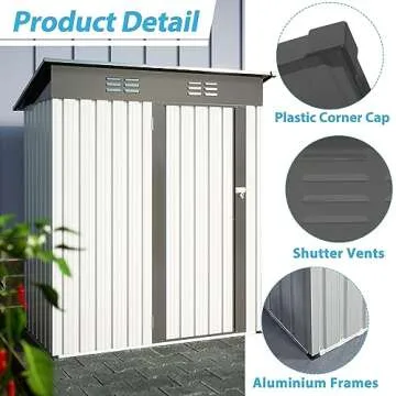 Lifeand 10’x 8’ Outdoor Storage Shed,All Weather Metal Sheds with Metal Foundation & Lockable Doors,Tool Shed for Garden,Backyard,Front Yard,Lawn,Patio