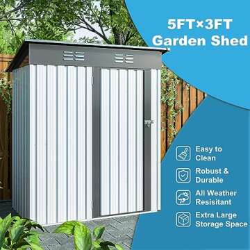 Lifeand 10’x 8’ Outdoor Storage Shed,All Weather Metal Sheds with Metal Foundation & Lockable Doors,Tool Shed for Garden,Backyard,Front Yard,Lawn,Patio