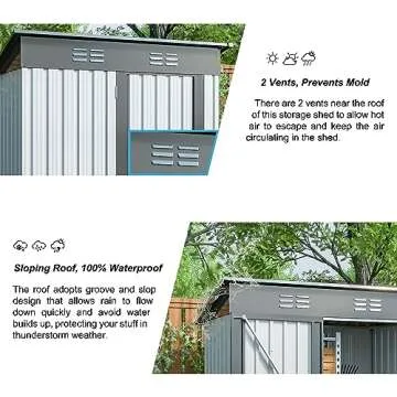 Lifeand 10’x 8’ Outdoor Storage Shed,All Weather Metal Sheds with Metal Foundation & Lockable Doors,Tool Shed for Garden,Backyard,Front Yard,Lawn,Patio