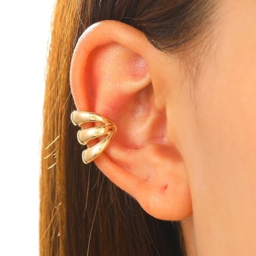Stylish Gold Non-Pierced Ear Cuffs for Women