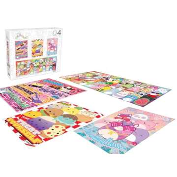 Buffalo Games - Squishmallow - 4 X 1 Multipack - Squishmallow Party Pack - Multi Piece Jigsaw Puzzle for Adults -Challenging Puzzle Perfect for Game Nights - Finished Size Varies