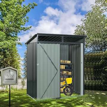Jintop 5x3 FT Outdoor Storage Shed,Metal Versatile Garden Shed with Lockable Door,Transparent Plate,...