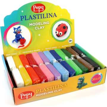 Pepy Plastilina Non-Drying Modeling Clay Gift Set - 24 Colorful Bars