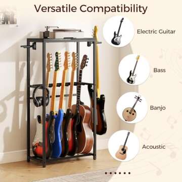 MAHANCRIS Guitar Stand for Acoustic Holder, Electric Guitar, Bass, Ukulele, Multiple Guitar Rack Hol...