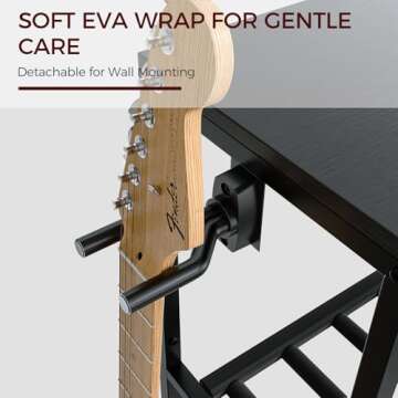 MAHANCRIS Guitar Stand for Acoustic Holder, Electric Guitar, Bass, Ukulele, Multiple Guitar Rack Holder, Floor Adjustable for Guitars, Guitar Amp Accessories, for Home Music Studio, Black GSHB6501