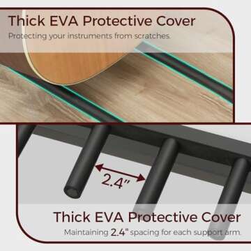 MAHANCRIS Guitar Stand for Acoustic Holder, Electric Guitar, Bass, Ukulele, Multiple Guitar Rack Holder, Floor Adjustable for Guitars, Guitar Amp Accessories, for Home Music Studio, Black GSHB6501