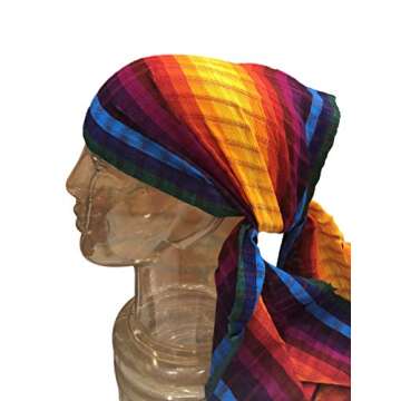 Short Headwrap Scarf Hair Tie Turban Fabric Hand Woven Breathable Gauze Multicolor