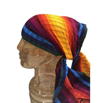 Short Headwrap Scarf Hair Tie Turban Fabric Hand Woven Breathable Gauze Multicolor