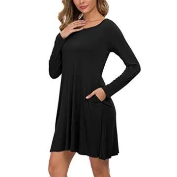 AUSELILY Women's Casual Long Sleeve T-Shirt Dress