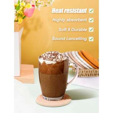 Handmade Woven Drink Coasters, 8 Pcs BOHO Coasters for Home Decor, Heat-resistant Farmhouse Cotton Table Absorbent Coasters for Kinds of Cups New House Gift (4.3in, Yellow/Brown/White)