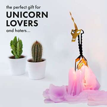 PyroPet Einar Unicorn Candle (Lilac) - The Original Unicorn Candle with Metallic Skeleton | Halloween Decor | Unique Gift for Unicorn Lovers | 16-Hr Burn Time | Dimensions: 5.1x2.6x8 in