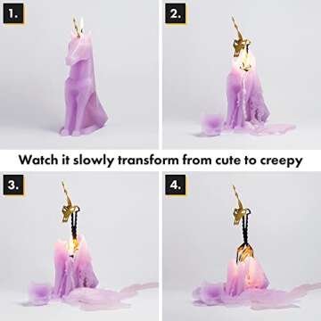 PyroPet Einar Unicorn Candle (Lilac) - The Original Unicorn Candle with Metallic Skeleton | Halloween Decor | Unique Gift for Unicorn Lovers | 16-Hr Burn Time | Dimensions: 5.1x2.6x8 in
