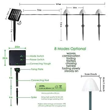 Solar Mushroom Fairy Lights for Outdoor Garden Decor