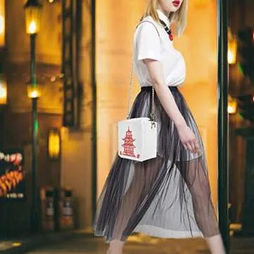 Chinese Takeout Box Bag Take Away Crossbody Fun Purse Totes Bags for Women Shoulder Bag (white)