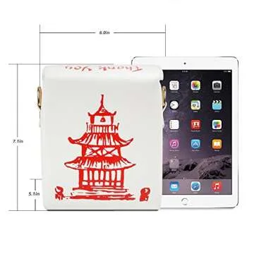 Chinese Takeout Box Bag Take Away Crossbody Fun Purse Totes Bags for Women Shoulder Bag (white)