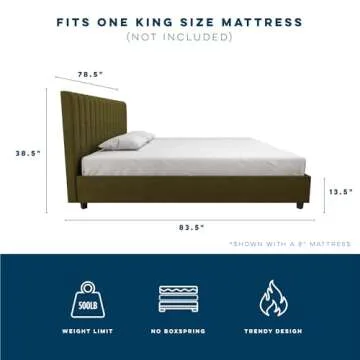 Novogratz Brittany Upholstered King Bed in Green