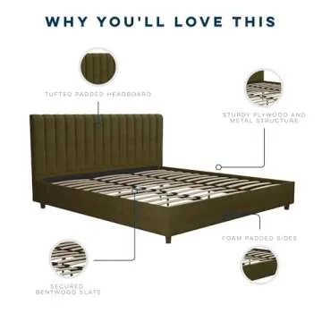 Novogratz Brittany Upholstered King Bed in Green