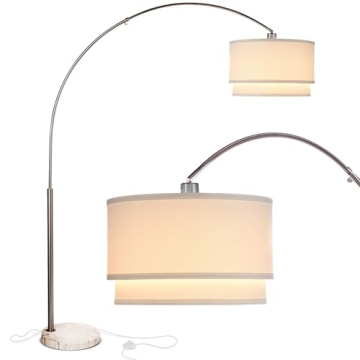 Brightech Mason Arc Floor Lamp - Modern Corner Standing Lamp with Unique Hanging Drum Lamp Shade for...