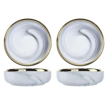 Colias Wing 3.5 Inch Elegant Marble Pattern Porcelain Side Dish Bowl Set - Set of 4
