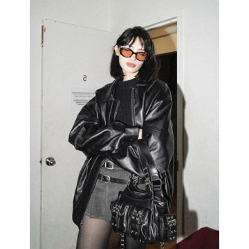 Aelfric Eden Womens Faux Leather Motorcycle Bomber Jacket