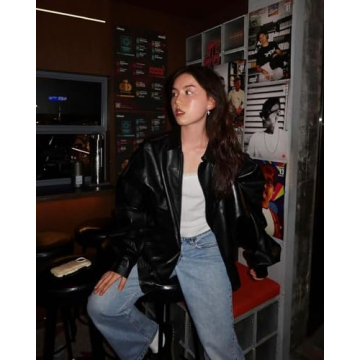 Aelfric Eden Womens Faux Leather Motorcycle Bomber Jacket