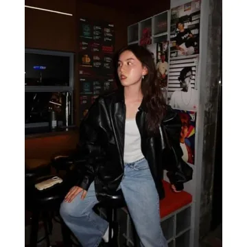 Aelfric Eden Womens Faux Leather Motorcycle Bomber Jacket