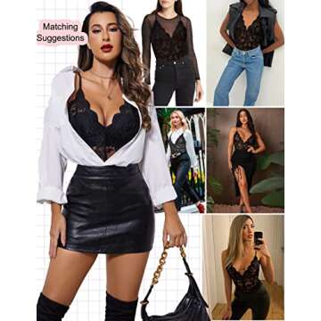 Avidlove Women One Piece Lingerie Deep V Teddy Sexy Lace Bodysuit Snap Crotch Babydoll