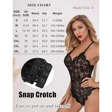 Avidlove Women One Piece Lingerie Deep V Teddy Sexy Lace Bodysuit Snap Crotch Babydoll