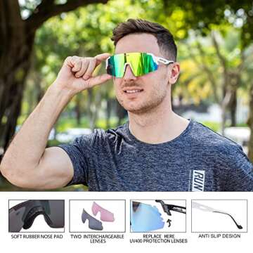 Jefoo Rimless Sports Sunglasses for Men Women-Lightweight, Adjustable Nose Pad, UV Protection -Baseb...