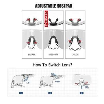 Jefoo Rimless Sports Sunglasses for Men Women-Lightweight, Adjustable Nose Pad, UV Protection -Baseball, Running, MTB Glasses